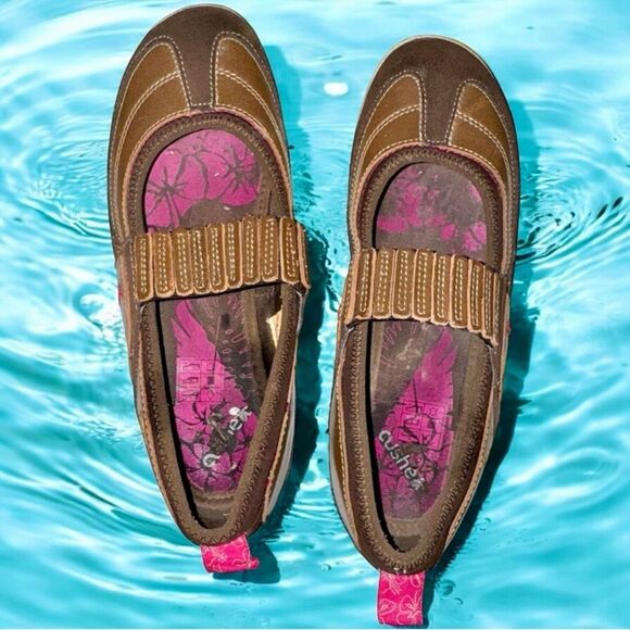 Boho CUSHE Mia Reme Shoes ~ Brown Leather Mary Jane with Pink Flowers ~ Size 9 - Picture 13 of 16